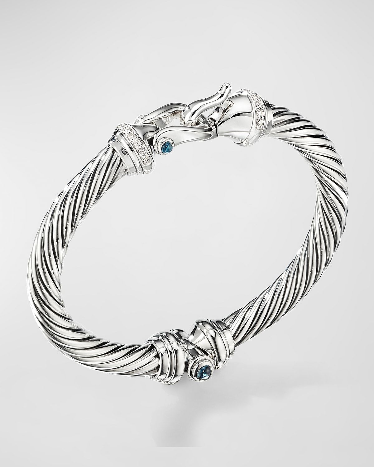 7mm Cable Buckle Bracelet w/ Diamonds & Topaz