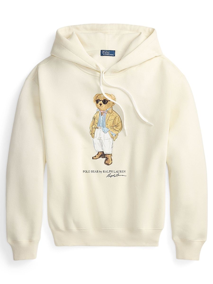 Women's Polo Bear Cotton-Blend Hoodie - Parchment Cream - Size XXL
