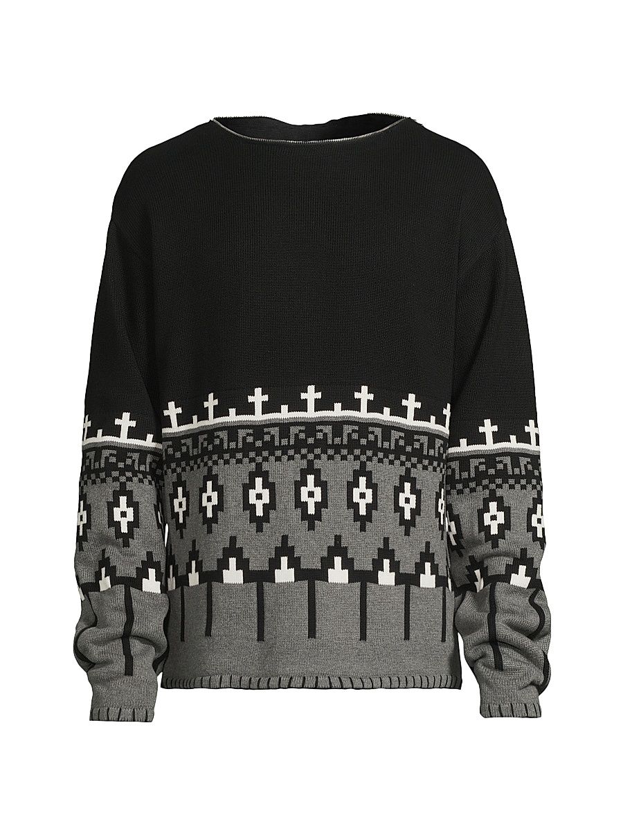 Men's Boo Cotton Sweater - Black Grey - Size Large