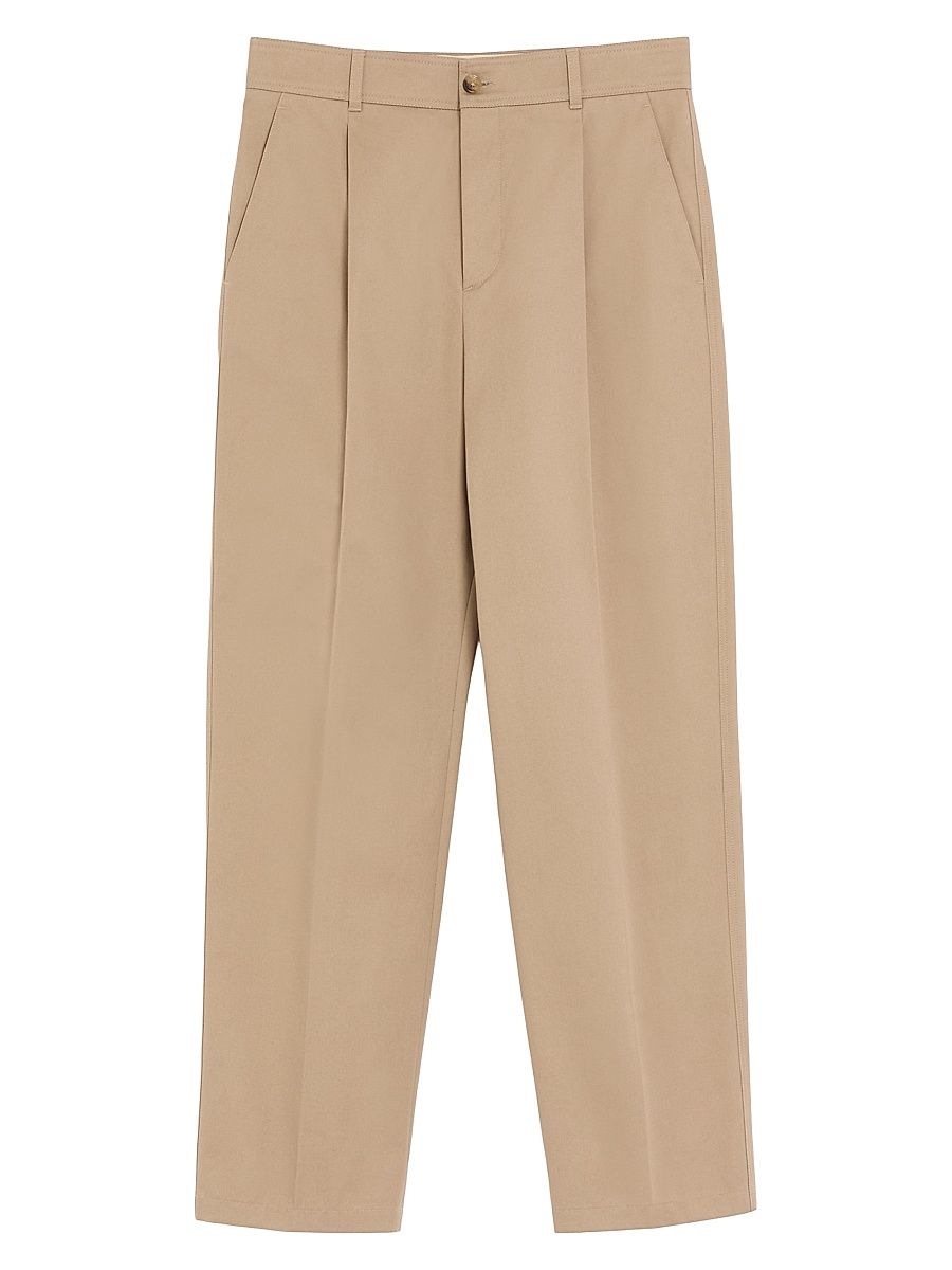 Men's Trousers in Cotton Gabardine with VLogo Embroidery - Beige - Size 42