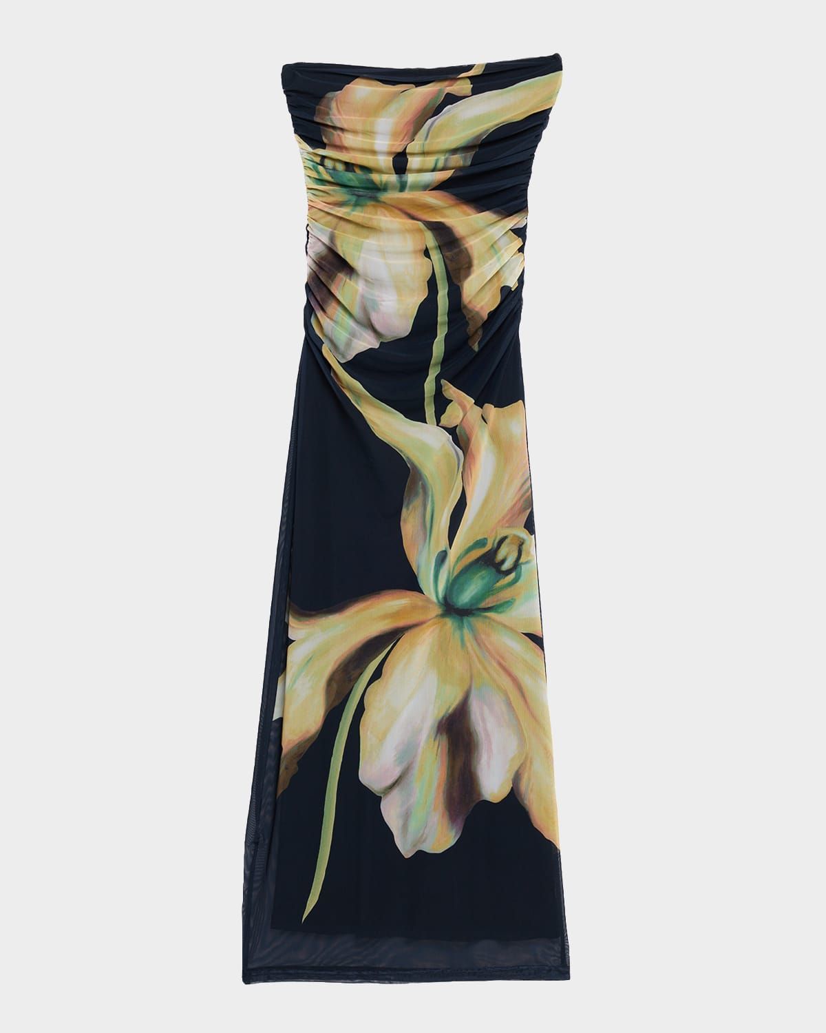Sura Strapless Floral Mesh Dress
