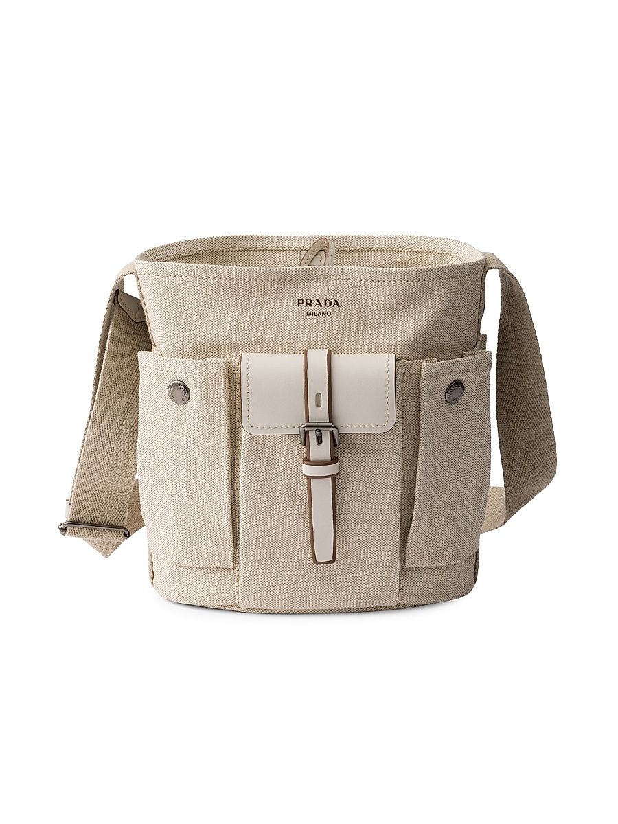 Women's Route Mini Canvas and Leather Bucket Bag - Beige Khaki
