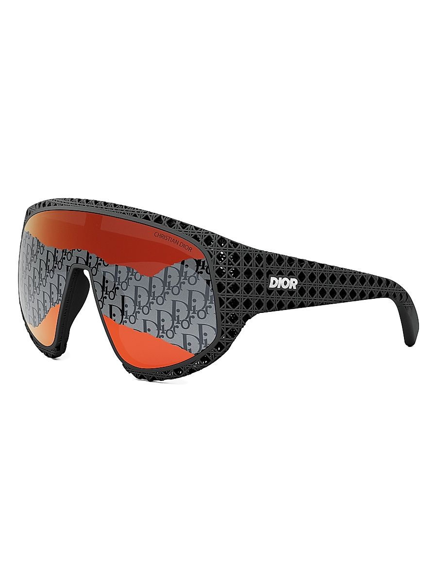 Men's Dior3D M1U Mask Sunglasses - Black Smoke Logo Mirror