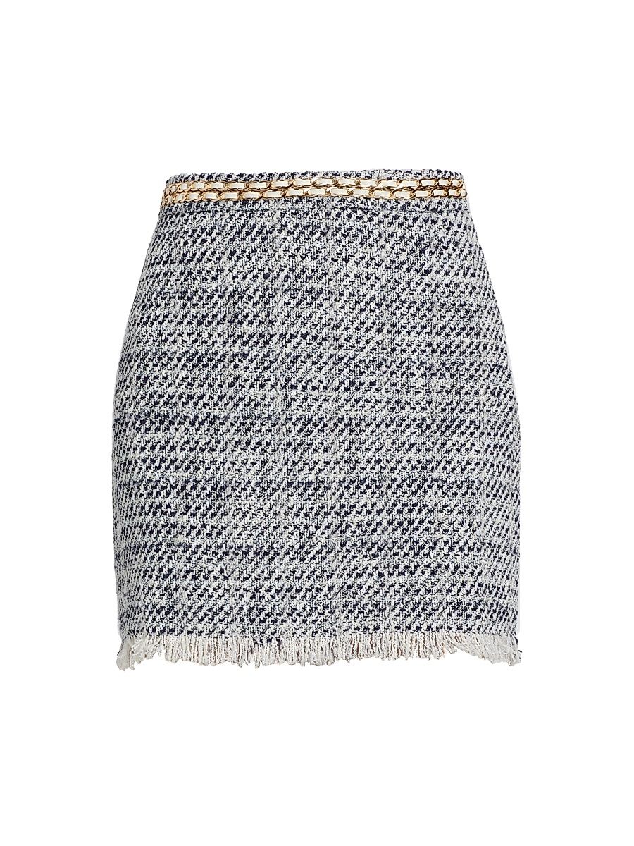 Women's Chainlink Tweed Miniskirt - White Indigo - Size 10