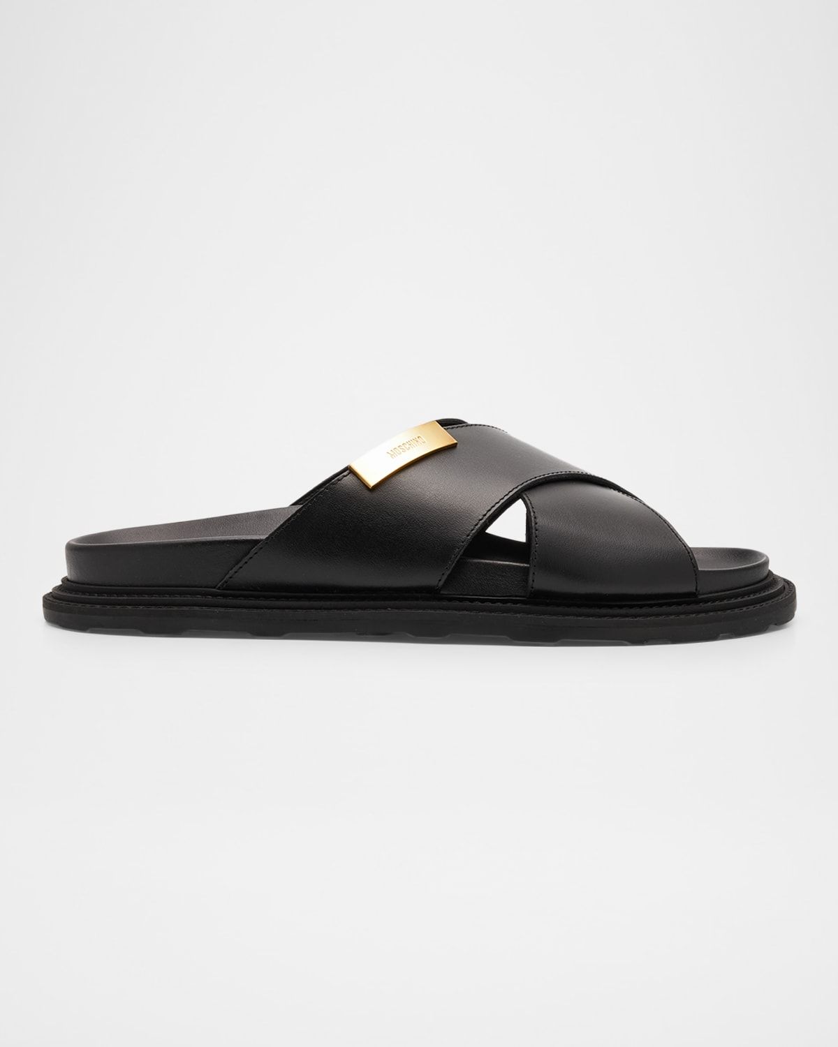 Men & apos;s Crisscross Leather Slide Sandals
