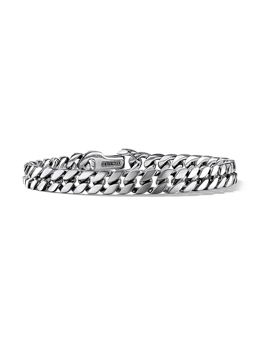 Men's Curb Chain Bracelet In Sterling Silver - Silver - Size XS