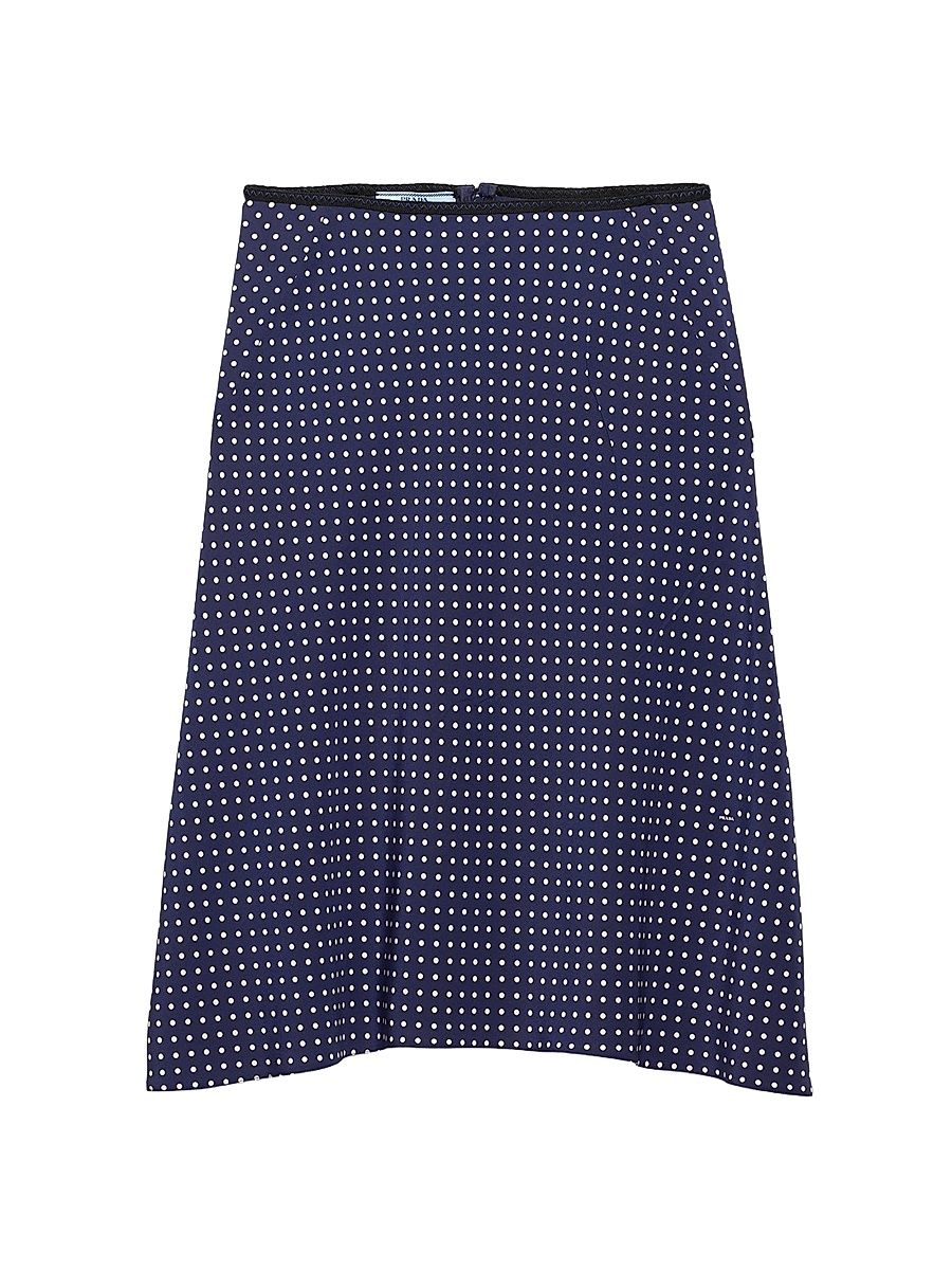 Women's Polka-dot Marocain Skirt - Blue