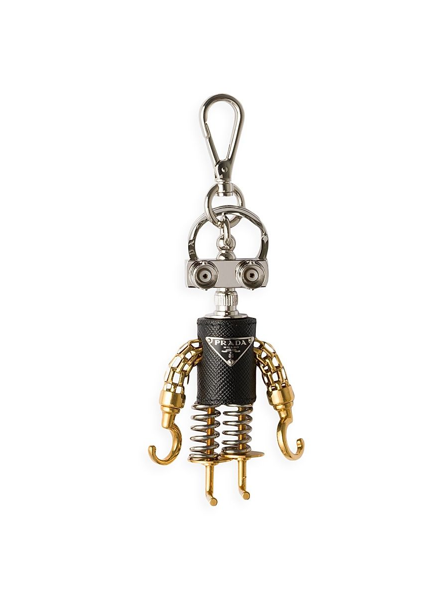Women's Robot Saffiano Leather Bag Charm - Assorted
