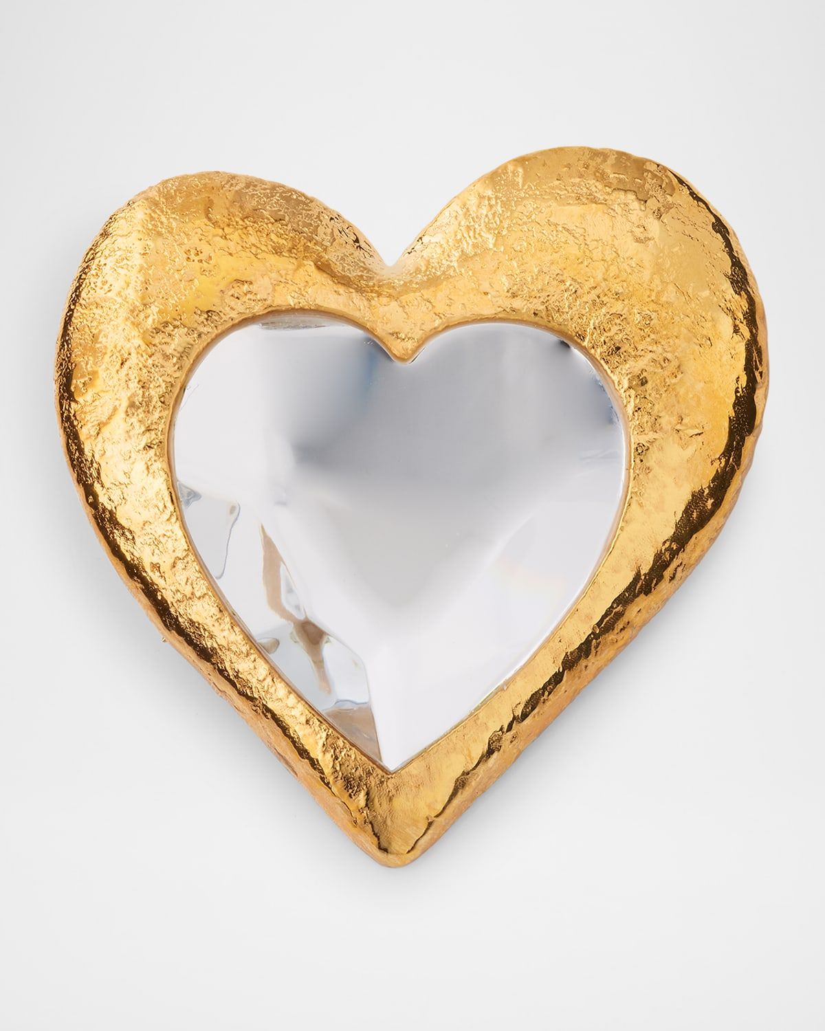 24K Gold Plated Glass Crystal Heart Brooch