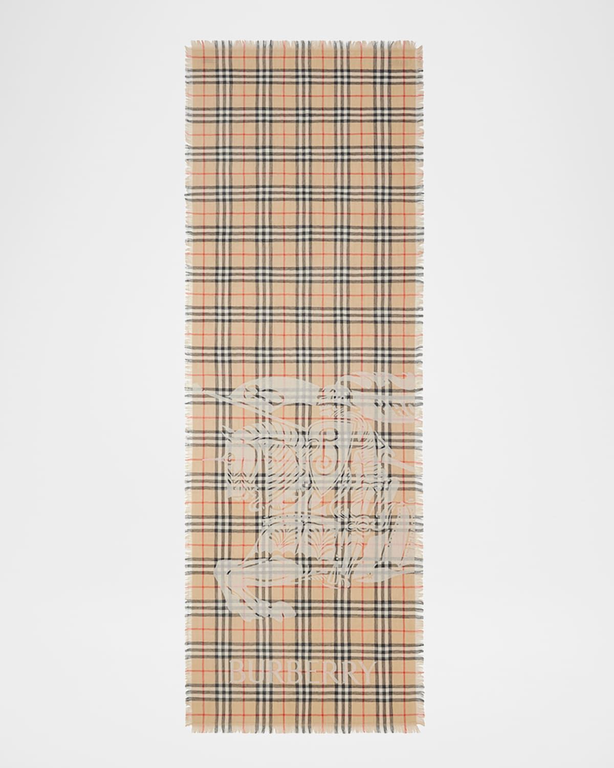 Rectangular EKD Check-Print Wool Scarf