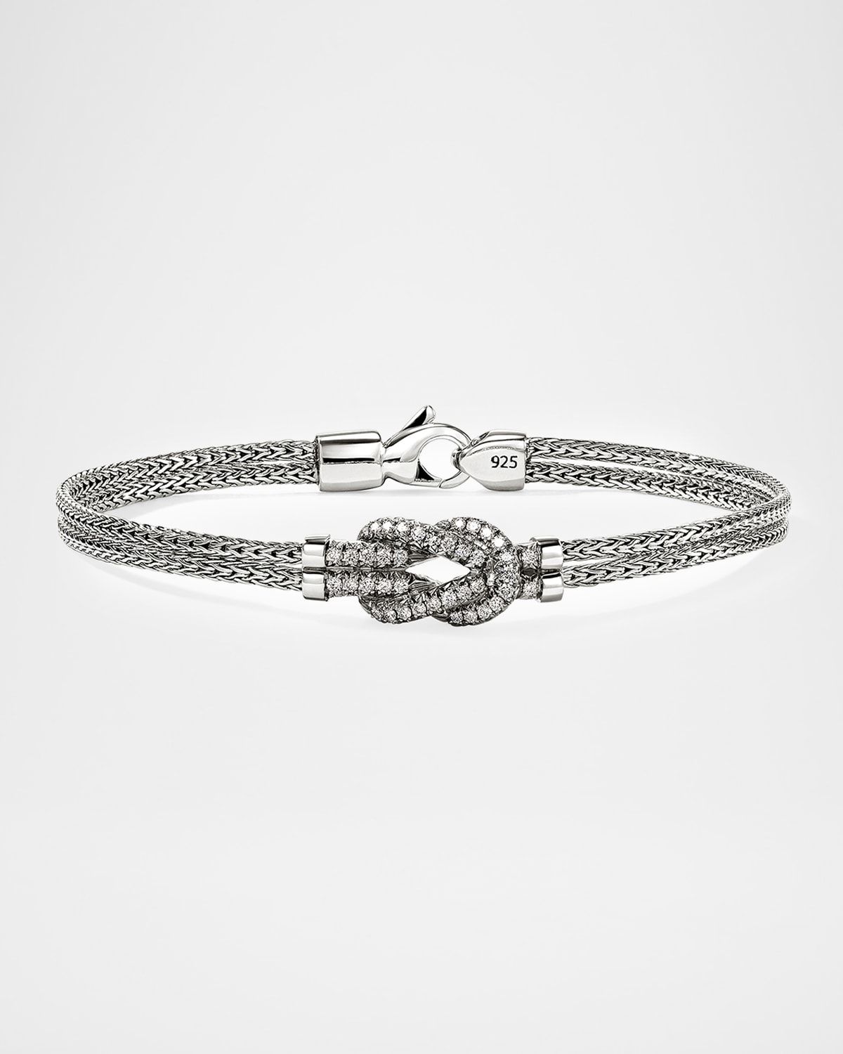 Love Knot Sterling Silver and Diamond Bracelet, 3.6mm