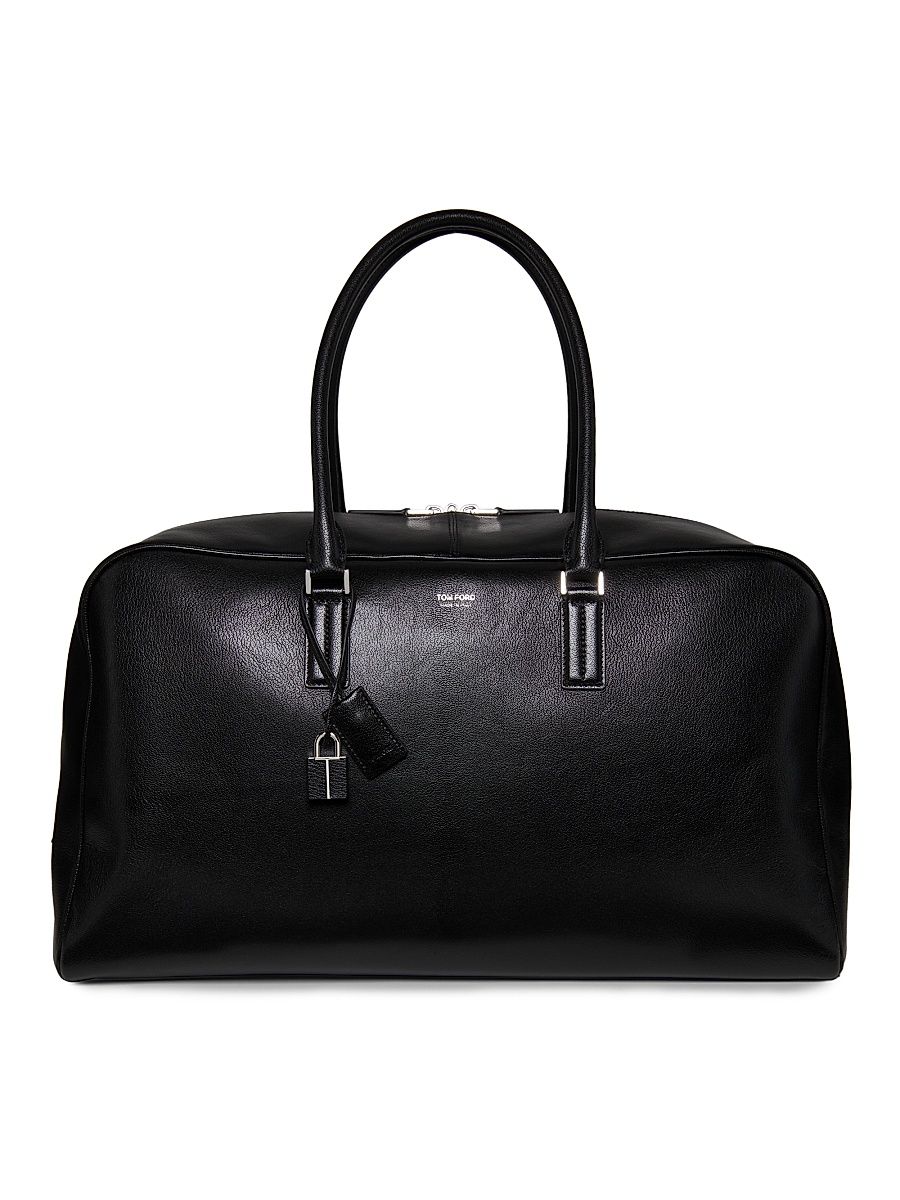 Men's Supple Grain Leather Bowling Bag - Black