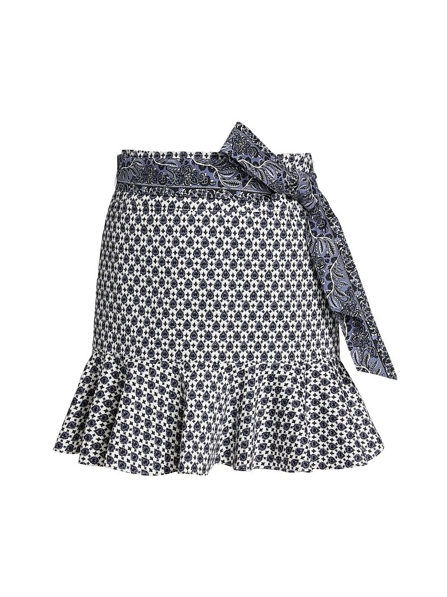 Women's Chesney Printed Cotton Flounce Miniskirt - Off White Multi - Size 8