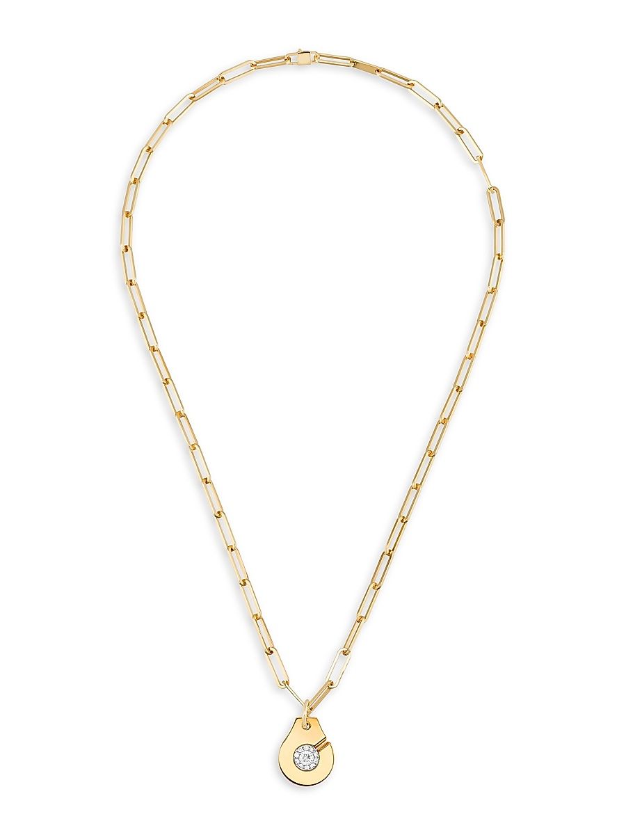 Women's Menottes Dinh Van R15 18K Yellow Gold & Diamond Handcuff Pendant Necklace - Yellow Gold - Size 45