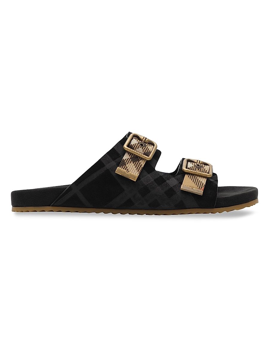 Men's Check Suede Urchin Sandals - Black - Size 13