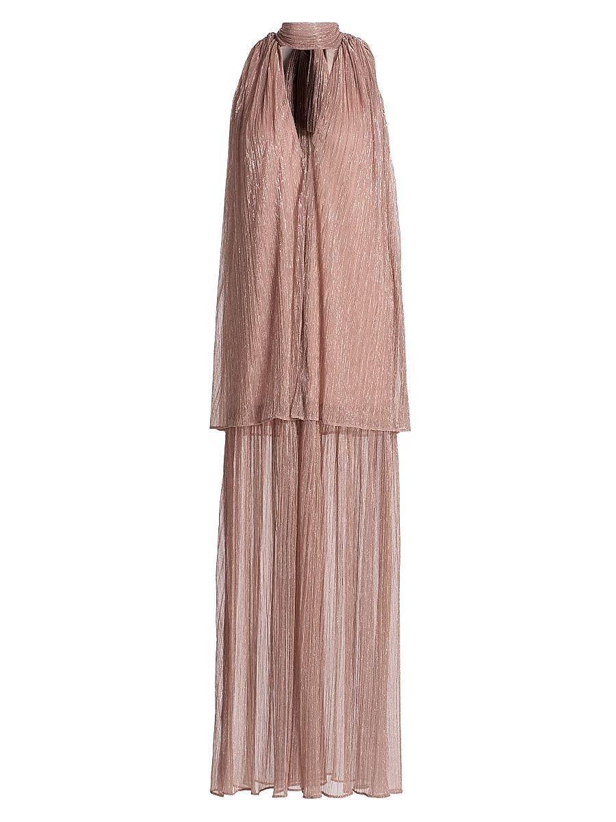 Women's Valoria Metallic Plissé Maxi Dress - Fairy Dust - Size XL