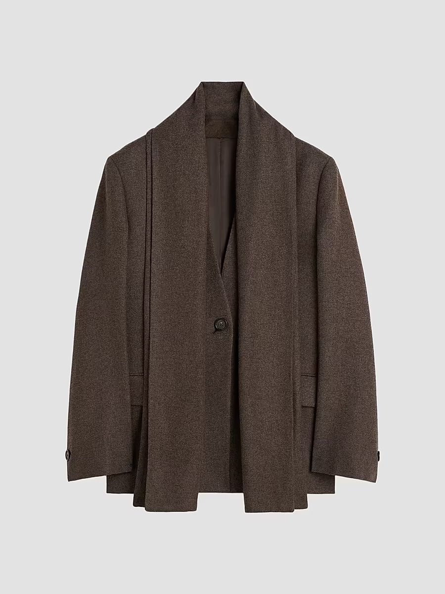 Toteme Women's Scarf Lapel Blazer - Taupe Melange - Size 12