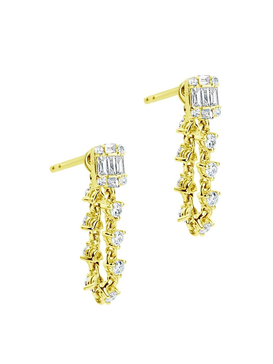 Women's 14K Yellow Gold & 0.49 TCW Diamond Loop Earrings - Yellow Gold