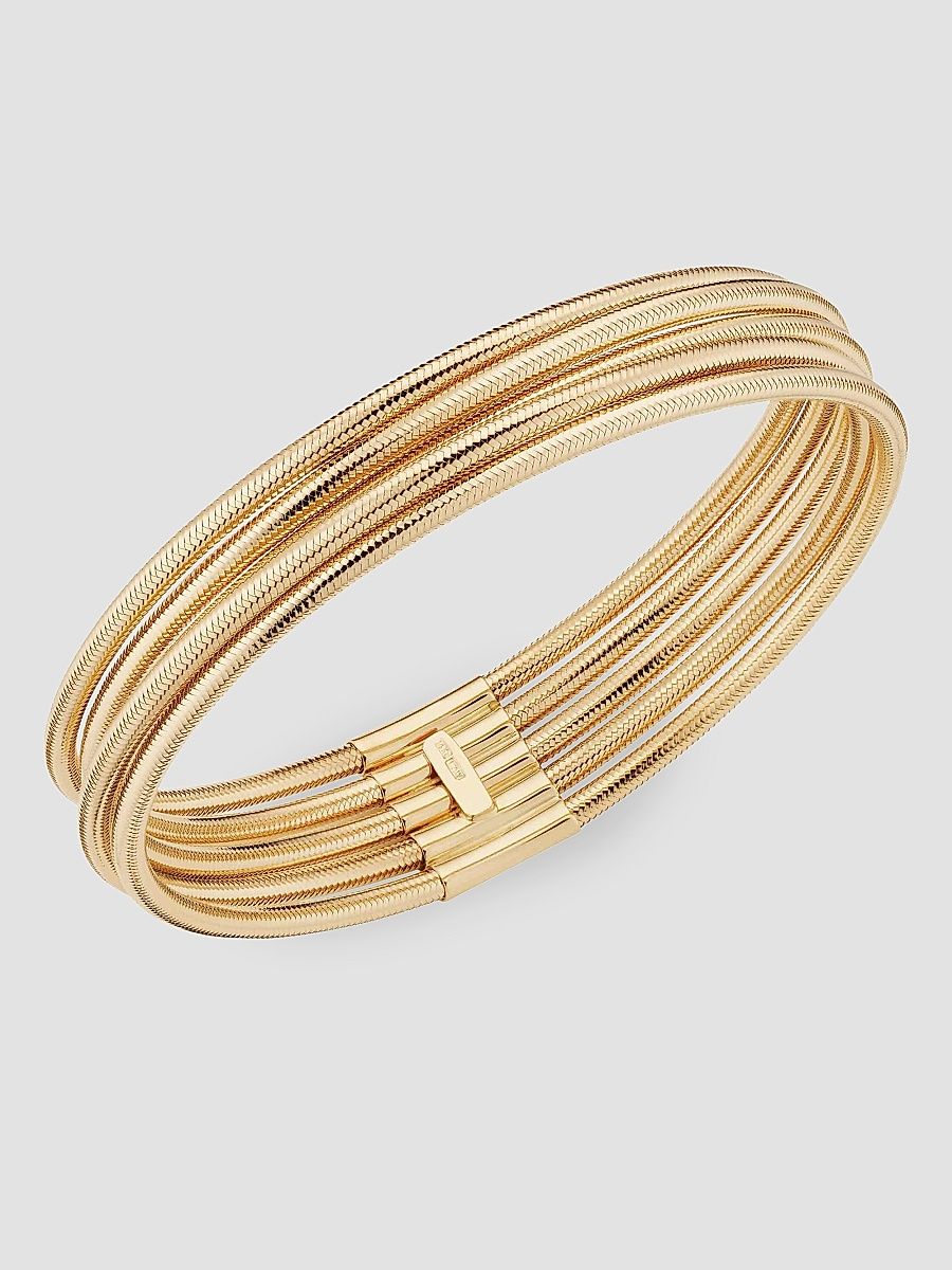 Women's 14K Yellow Gold Mesh Glamour Power Stack Bracelet - Gold - Size 6