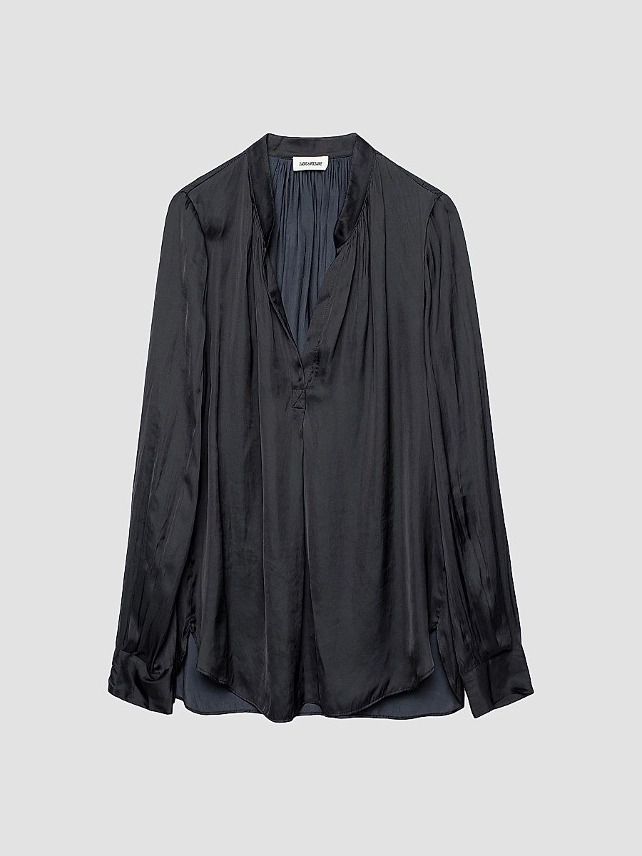 Zadig & Voltaire Women's Tink Draped Satin Blouse - Noir - Size Small
