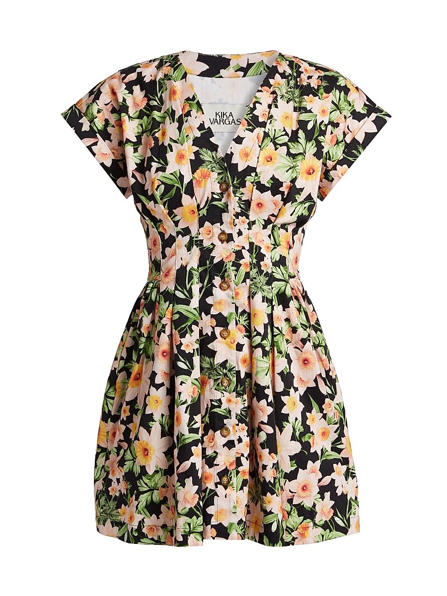 Women's Billie Floral Stretch-Cotton Minidress - Blush - Size 8