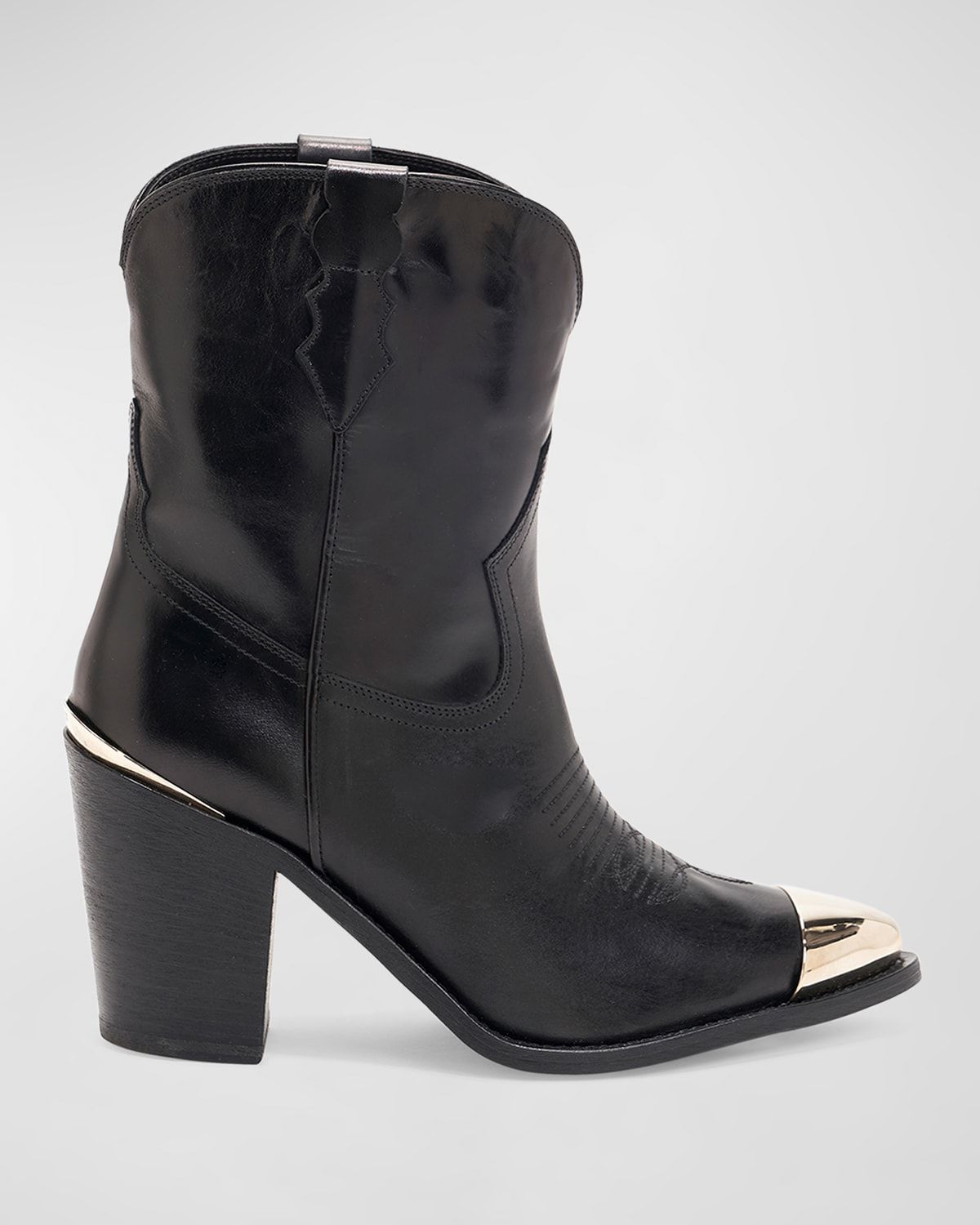 Tina Leather Metal-Toe Western Booties