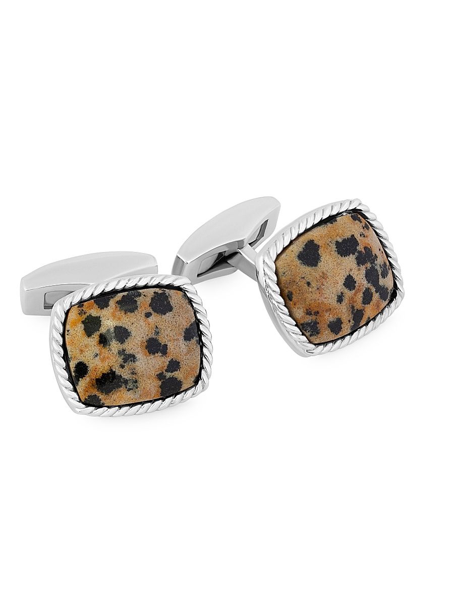 Men's Dalmation Jasper & Sterling Silver Cufflinks