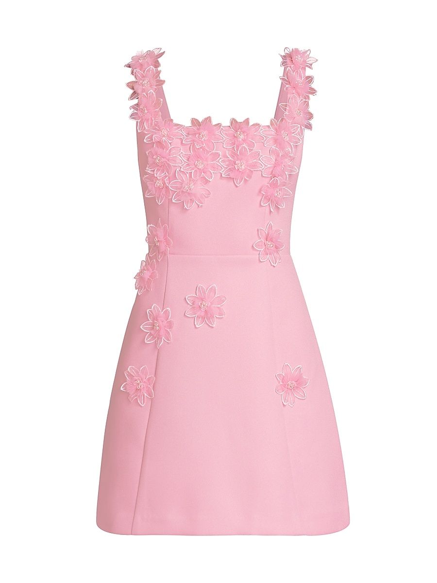 Women's Bruges Floral Appliqué Minidress - Light Pink - Size XL