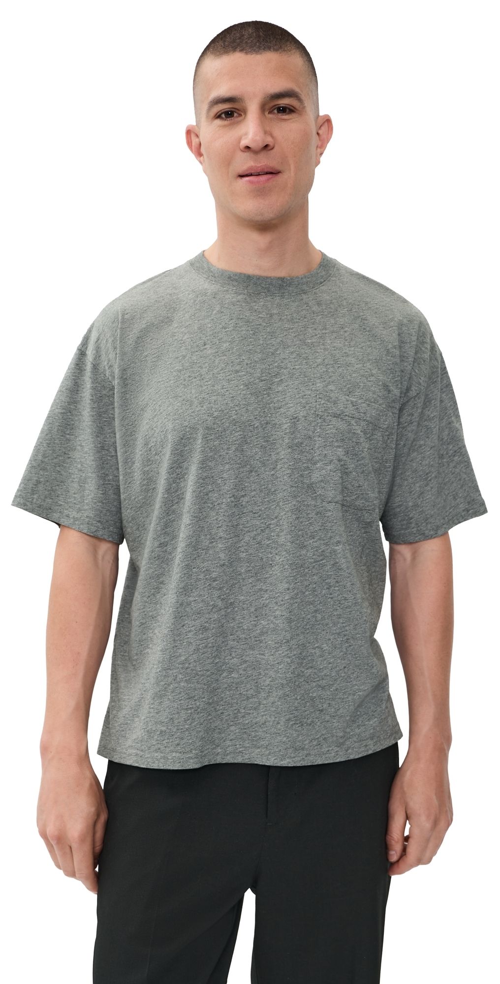 FRAME Relaxed Pocket Tee Light Grey Melange L
