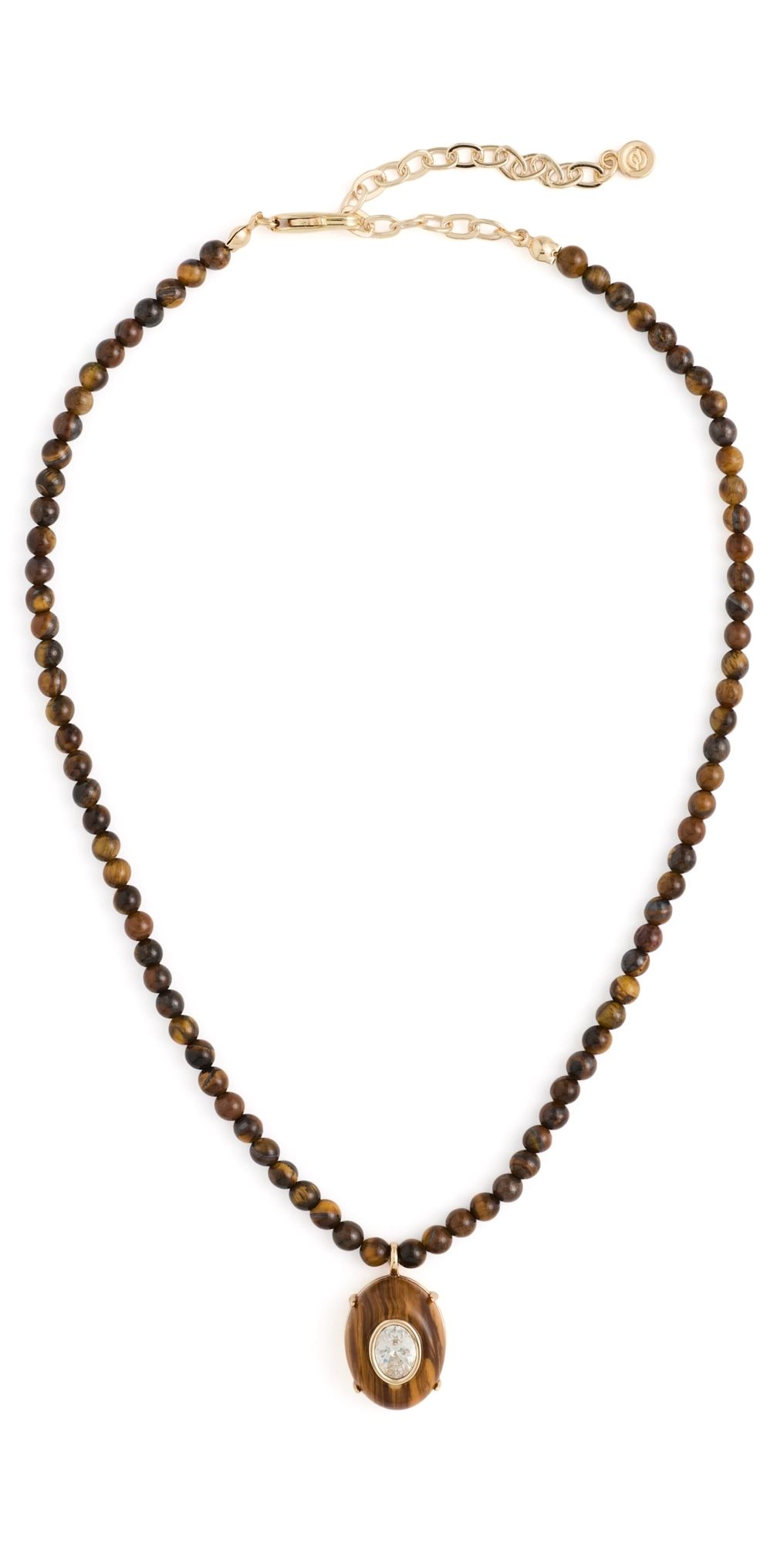Ettika Modern Beaded Pendant Necklace Tiger's Eye One Size