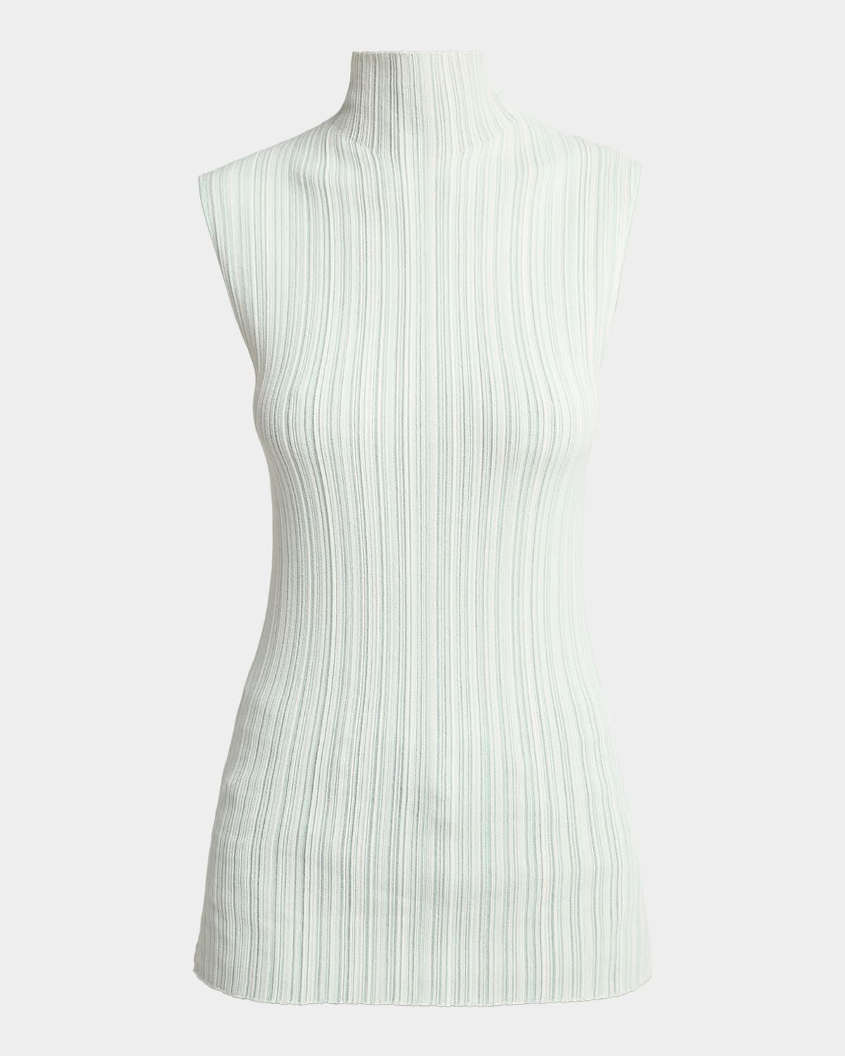 Federica Micro-Pleated Knit Turtleneck Top