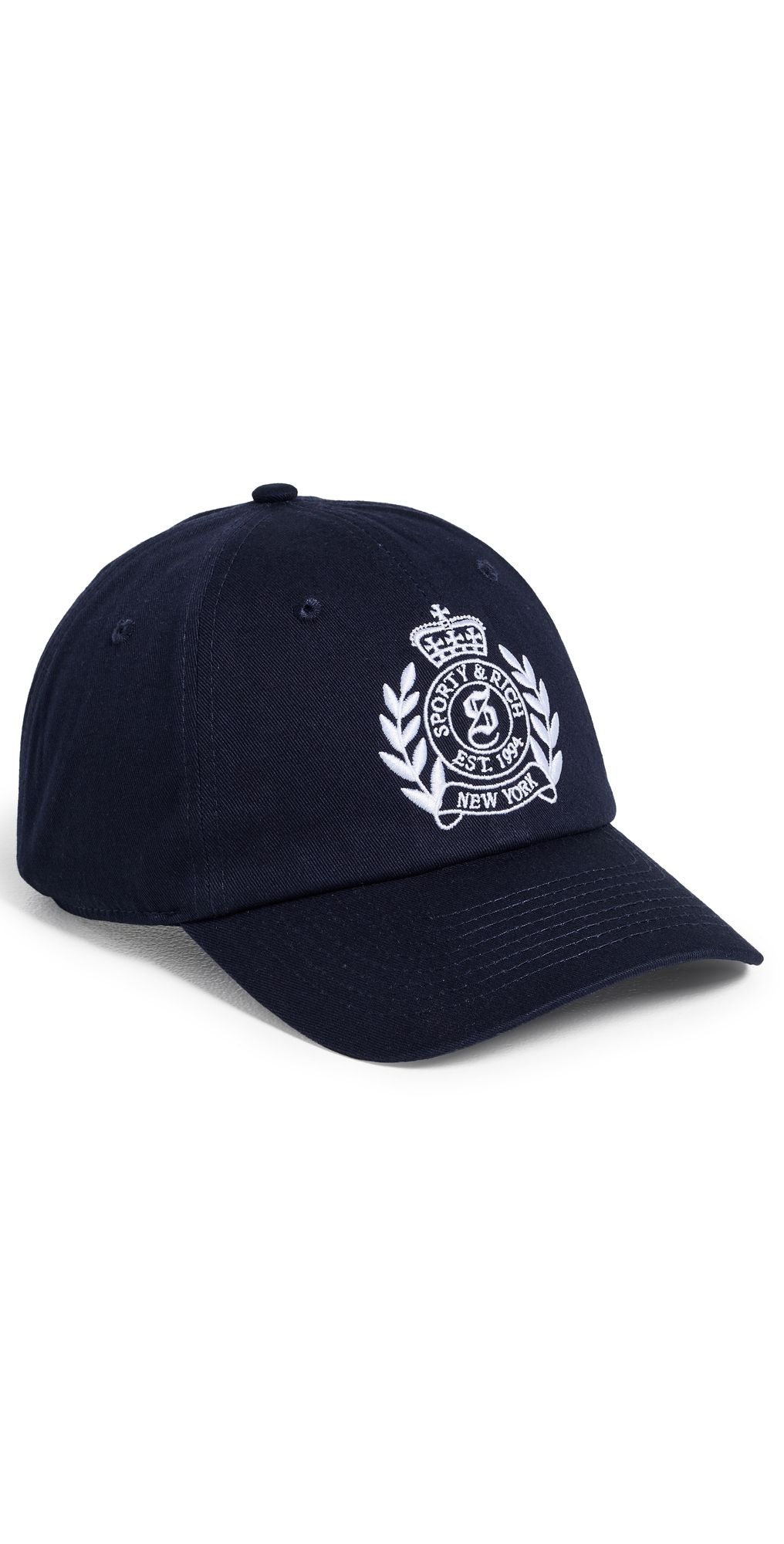 Sporty & Rich NY Crest Cap Dark Navy White One Size