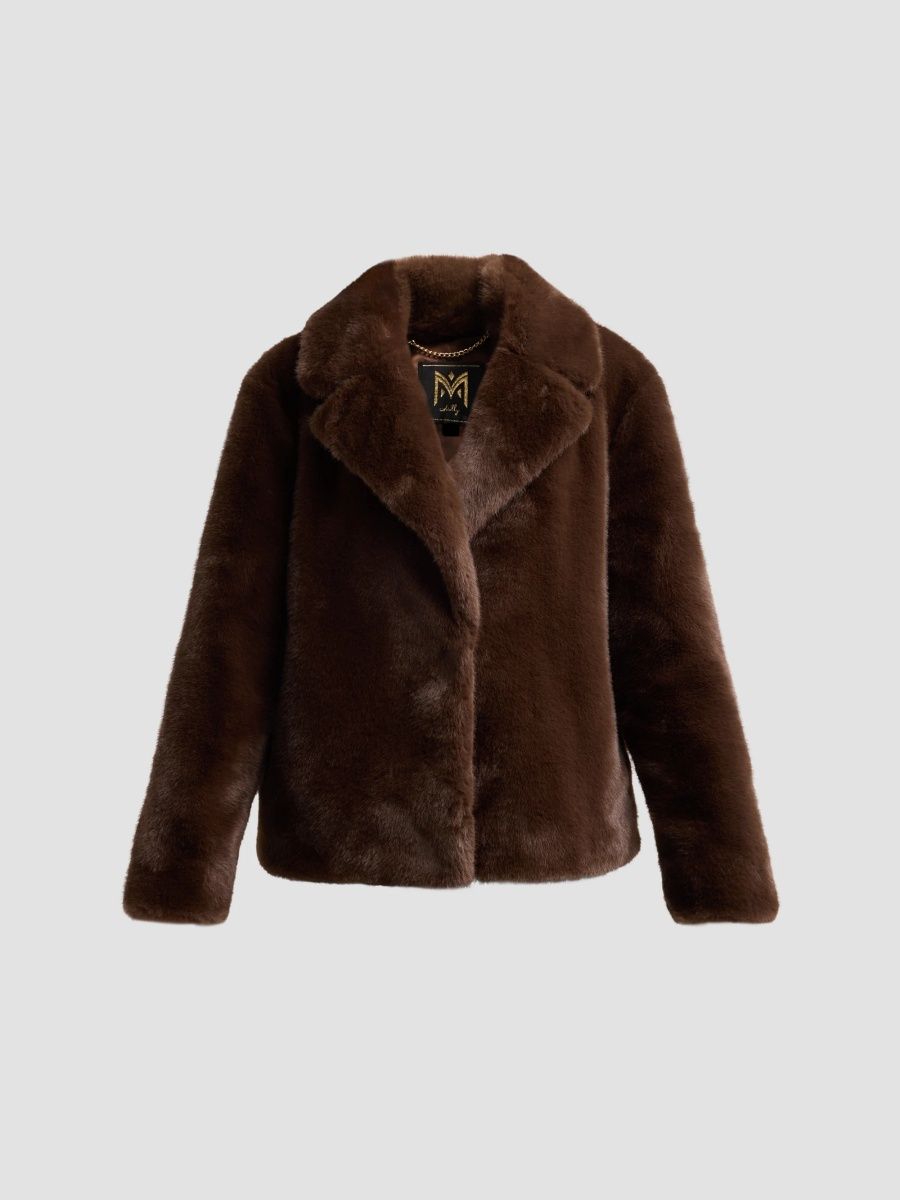 Milly Women's Harlow Faux Mink Coat - Dark Brown - Size Large