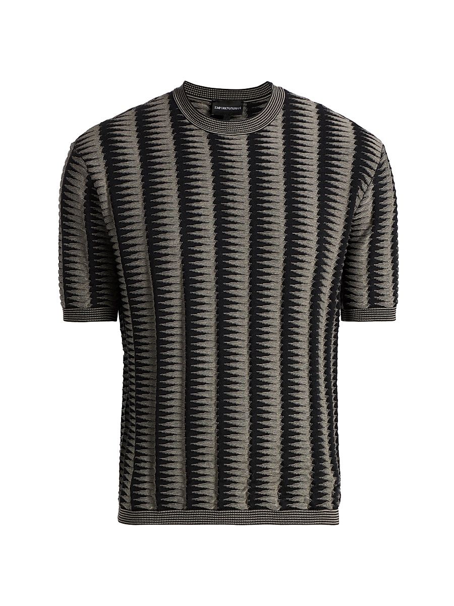 Men's Jagged Edge Short Sleeve Knit Sweater - Navy Scallop - Size XXL