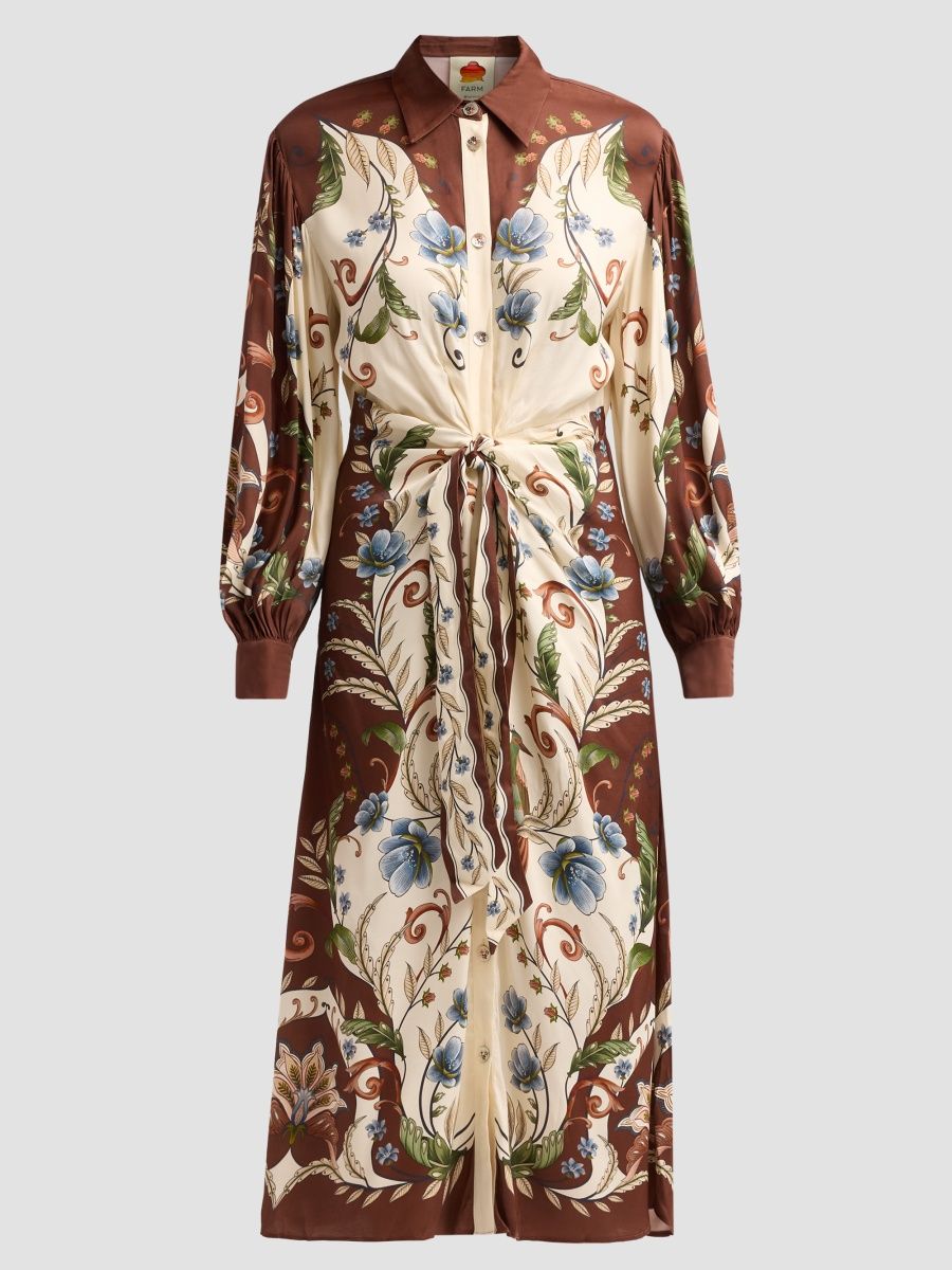 Farm Rio Women's Millena Midi Shirtdress - Off White - Size Large