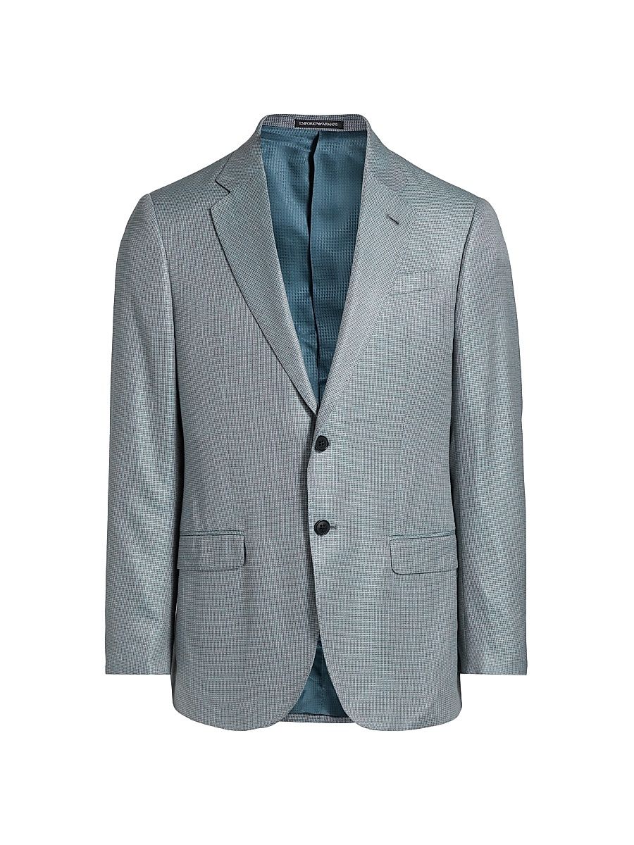 Men's Textured Single-Breasted Jacket - Grey - Size 48