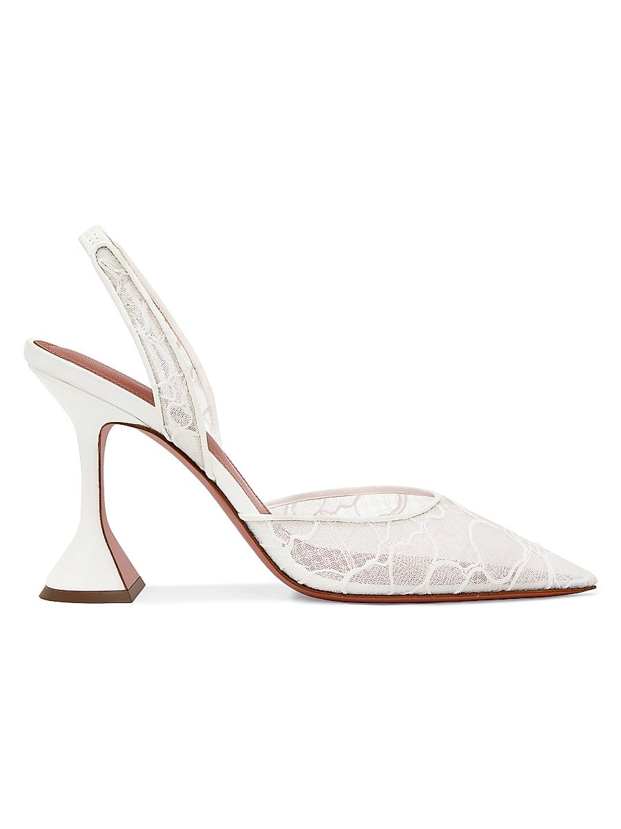 Women's Holli 95MM Lace Slingback Pumps - Ivory Lace - Size 7