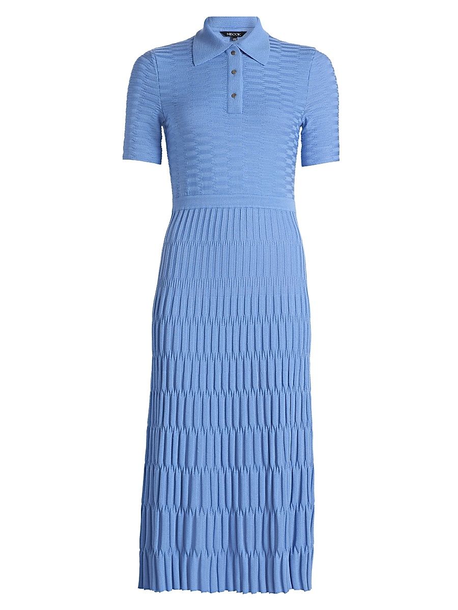 Women's Knit A-Line Polo Maxi Dress - Tranquil Blue - Size XXL