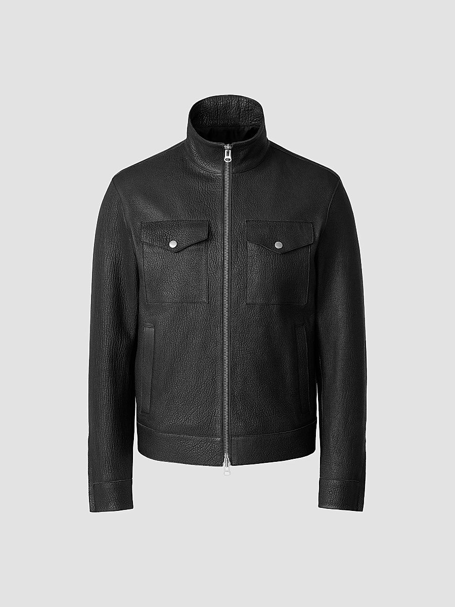 Mackage Men's Otto Pebbled Leather Jacket - Black - Size 44