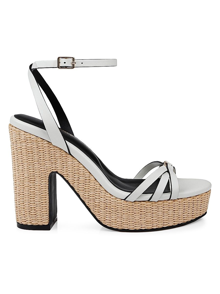 Women's Genevra 110MM Leather Platform Sandals - Ivory Leather - Size 9.5