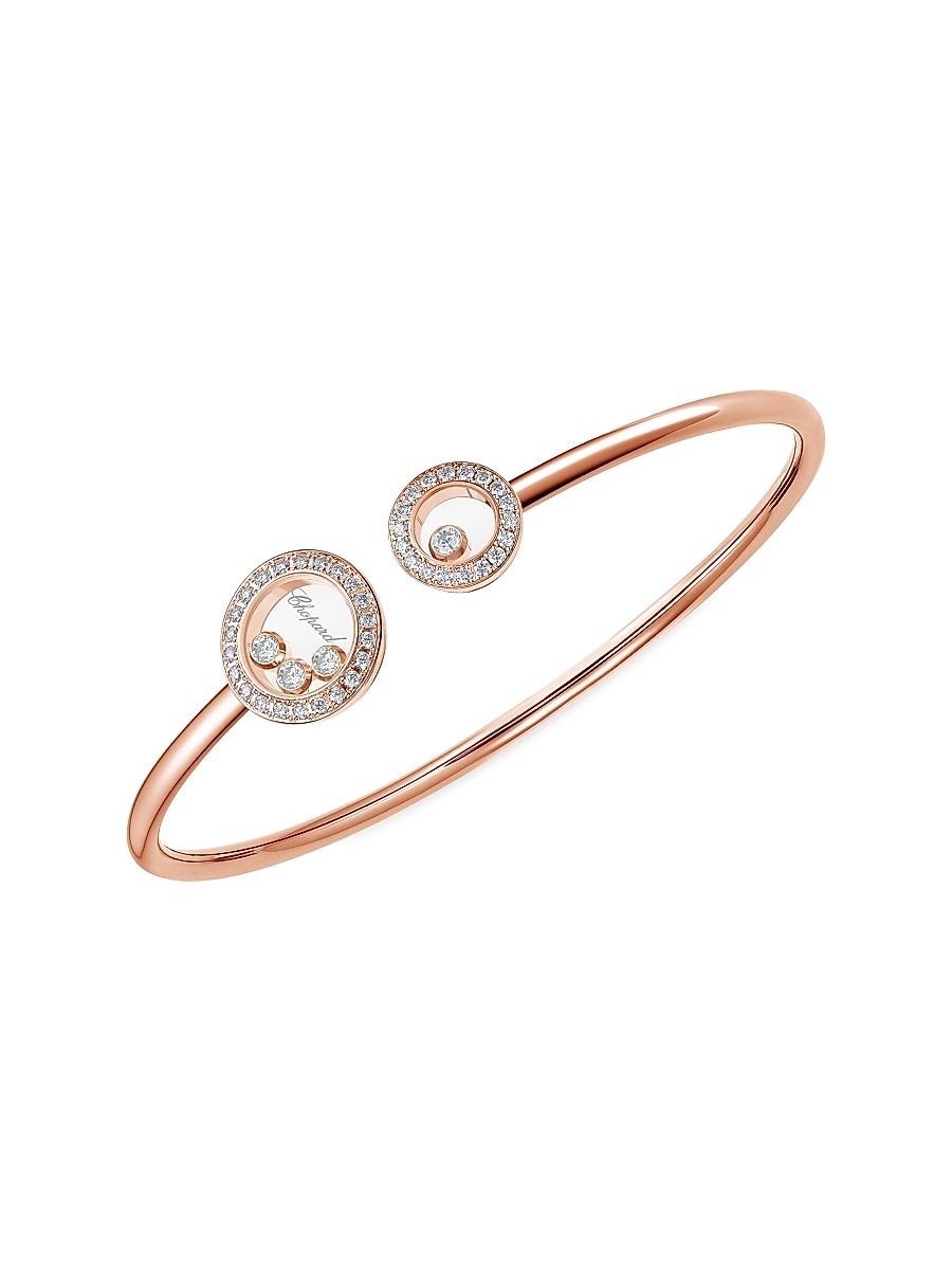 Women's Happy Diamonds Icons 18K Rose Gold & Diamond Bangle - Rose Gold - Size Small