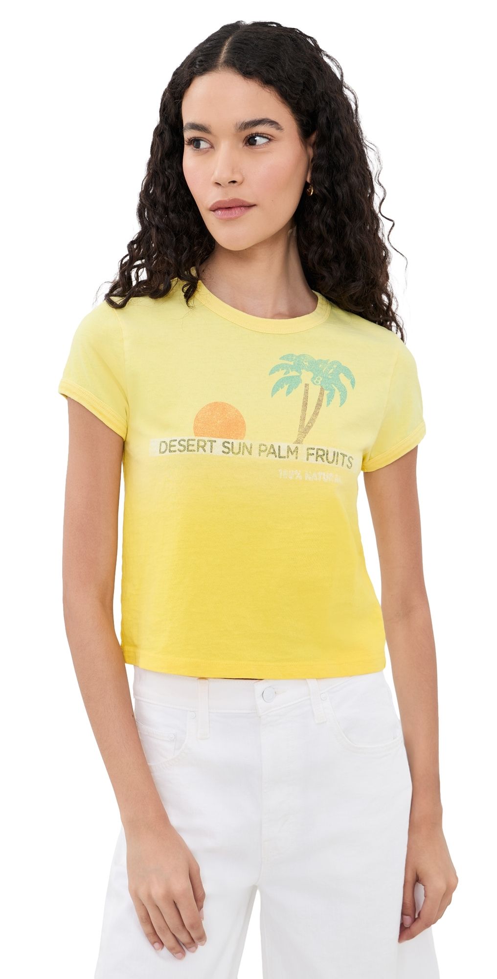 MOTHER The Itty Bitty Ringer Tee Desert Sun Palm M
