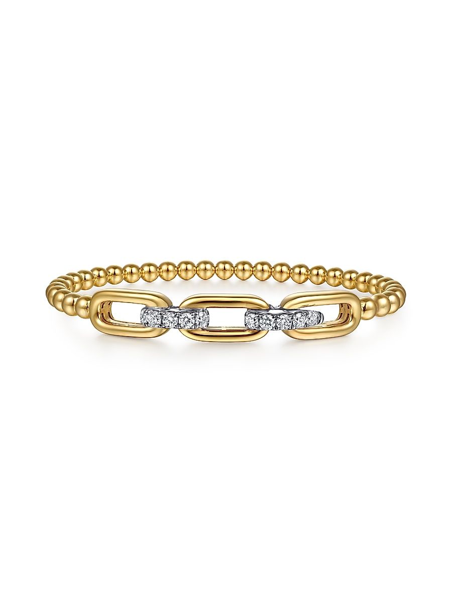 Women's Bujukan 14K White & Yellow Gold & 0.60 TCW Diamond Bangle Bracelet - Yellow Gold