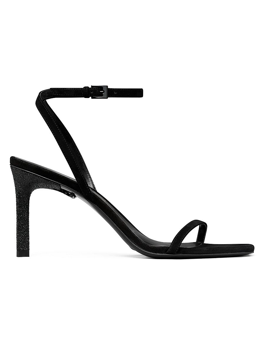 Women's Pave 90MM Crystal-Embellished Suede Sandals - Perfect Black - Size 9