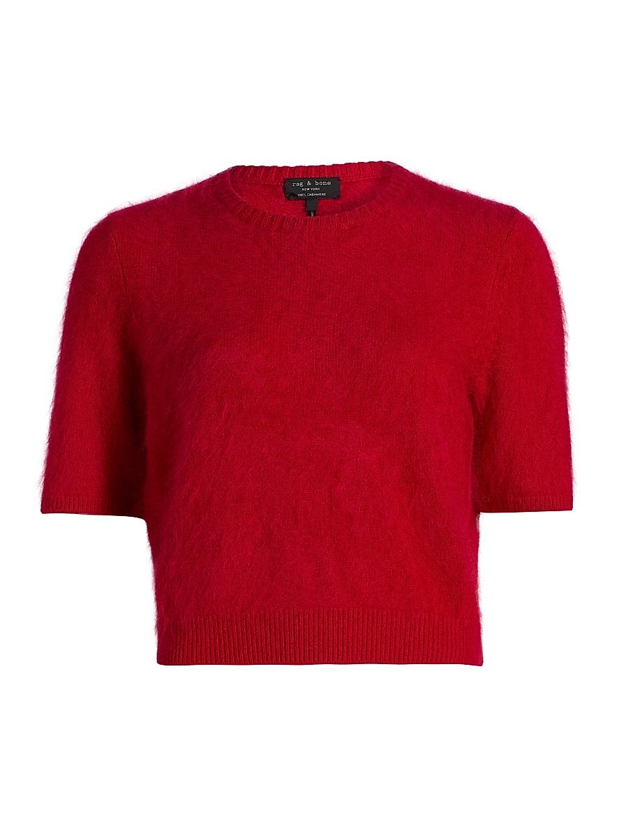 Women's Jada Brushed Cashmere Crop Sweater - Red - Size Large