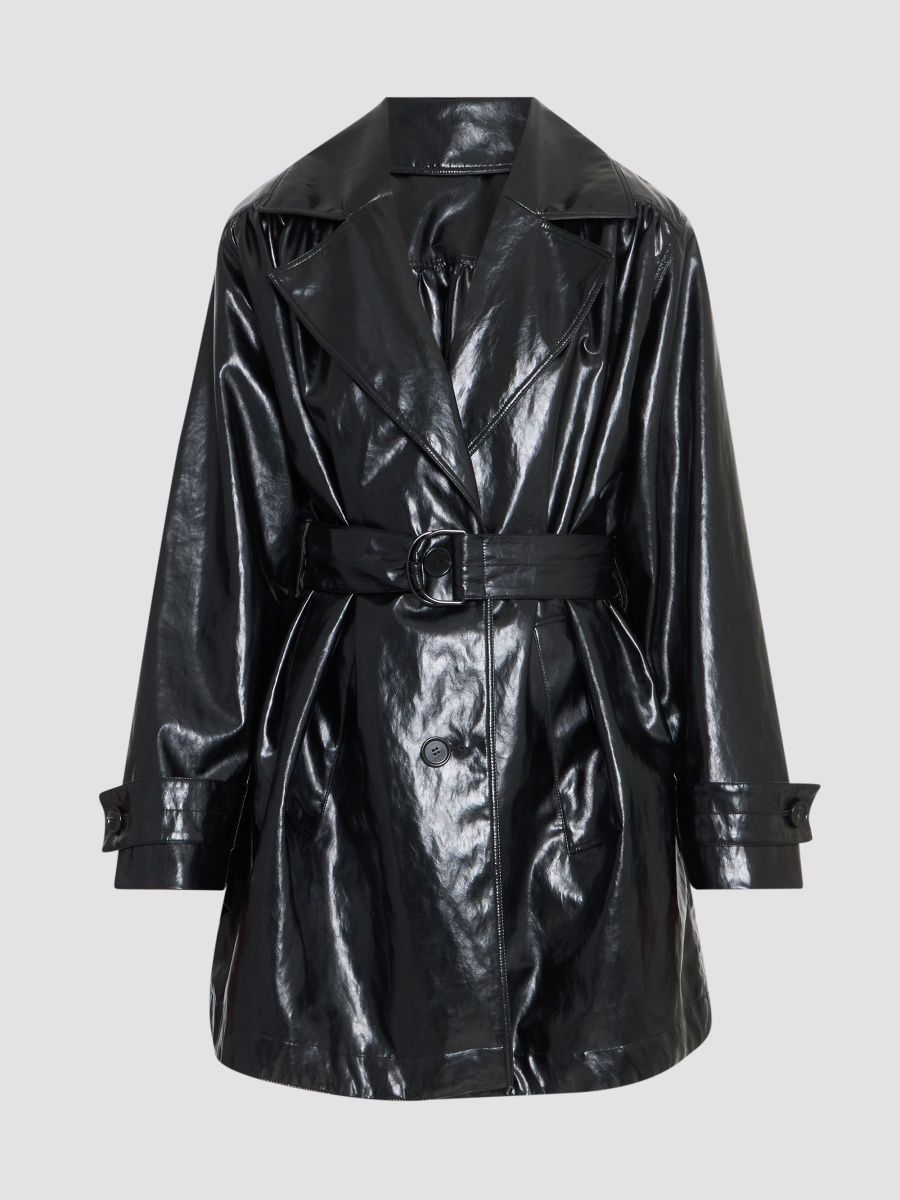 Women's Coated Trench Mini Dress - Black - Size 2