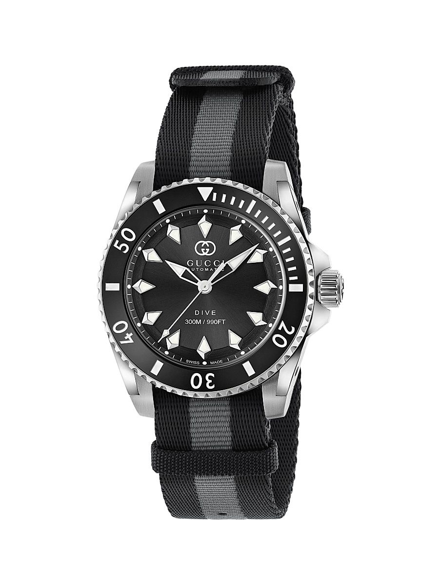 Men's Gucci Dive Stainless Steel & Ceramic Watch/38MM - Black