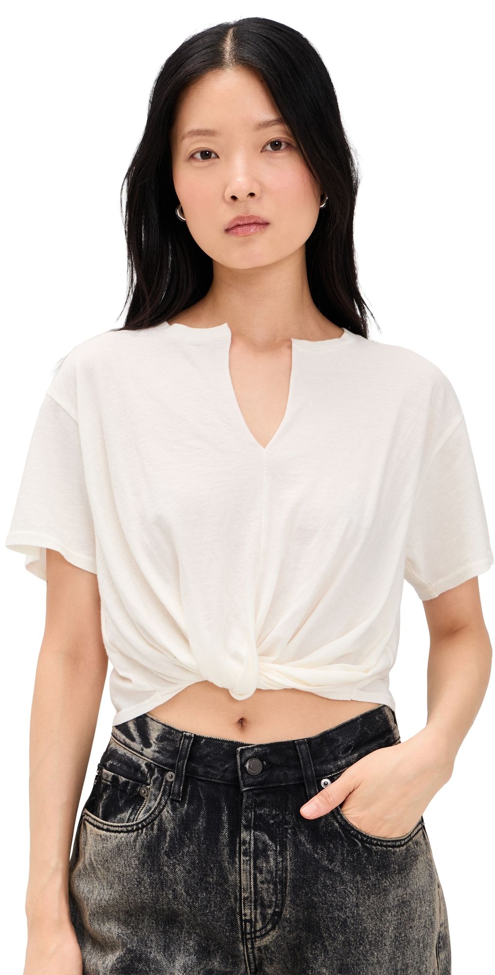 R13 Twisted Front Tee Ecru M