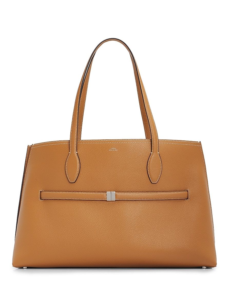 Women's Lounge Grain Leather Tote Bag - Tan