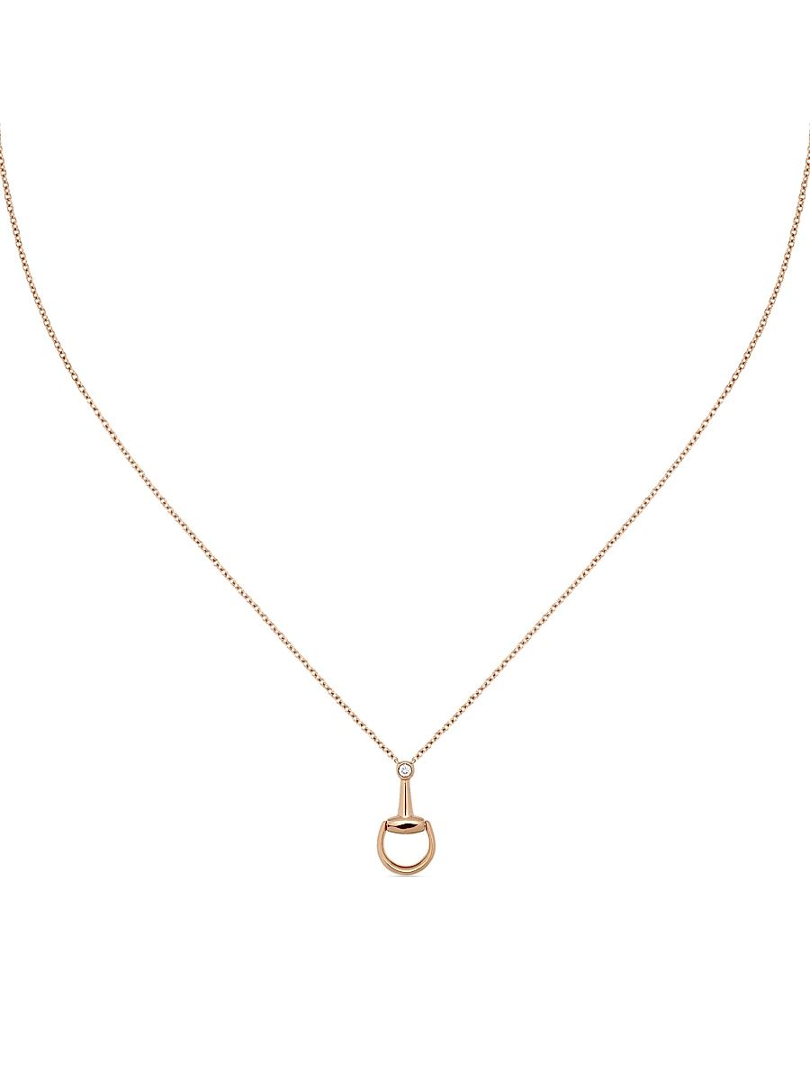 Women's 18K Rose Gold & 0.03 TCW Diamond Horsebit Pendant Necklace - Gold